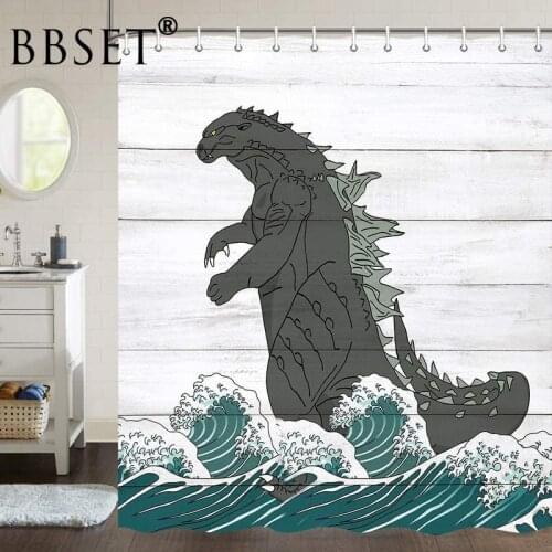 Cartoons Dinosaur Shower Curtain Funny Animal Dinosaur In The Ocean Pattern Waterproof Multi-size Douchegordijn Bathroom Decor