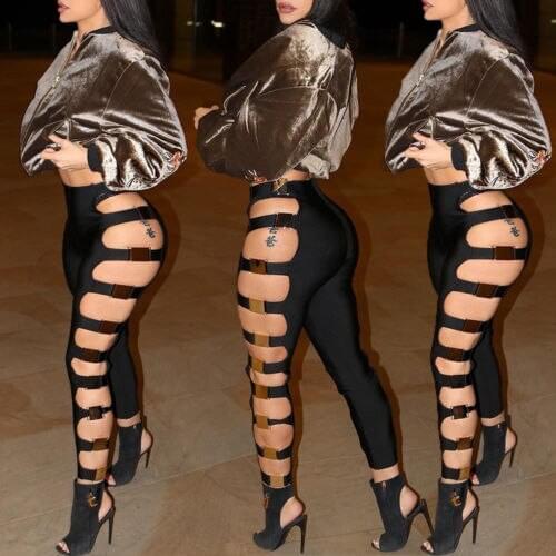 Women Skinny Ripped Holes Jeans Pants High Waist Stretch Slim Pencil Trousers Women Pants