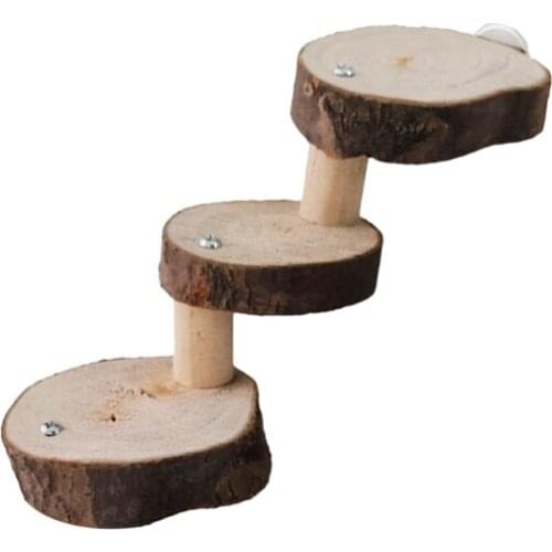 1pcs Wooden Parrot Hamster Climbing Ladder Stairs Birds Exercise Perches Stand Molar