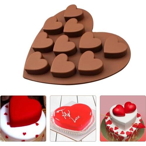 10-Cavity Love Heart Shaped Silicone Molds DIY Fondant Cake Chocolate Candy Silicone Mould Kitchen Accessories Baking Trays Mold
