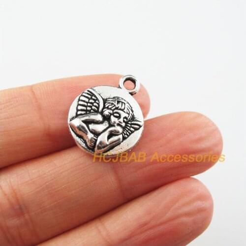 12 New Angel Charms Tibetan Silver Tone Lovely Round Pendants 15.5x20mm