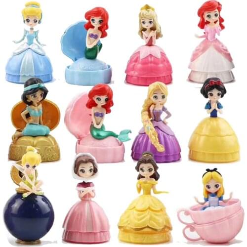 12 Pcs Surprise Gashapon Toy Princess Baby Dolls Capsule Princess Balls Action Figure PVC Cake Decoration Girls Gifts Toys
