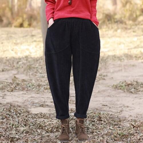 2018 autumn and winter pants pure color corduroy trousers ladies big size casual pants spring pantalones