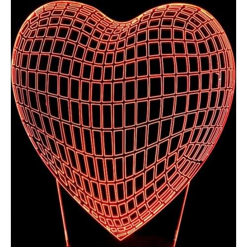 Big Love Heart 3D Night Light Led Lamp Touch or Remote Colorful Table Lamp for Wife Bedroom Home Decoration Anniversary Gift