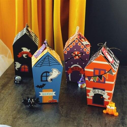 4pcs Halloween House Candy Boxes Funny Gift Box Kindergarten DIY Party Favor Box Kids Birthday Party Halloween Decor Supplies