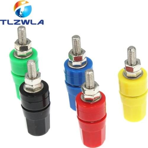 5pcs m4x36 pure copper terminal 4mm banana Jack Socket 20A binding post Banana plug connector M4*36 Black red blue green yellow