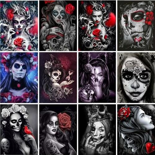 5D Diamond Painting Full Drill Square/Round Skull Diamond Embroidery Girl Cross Stitch Kits Sale Mosaic Art Home Decor Gift