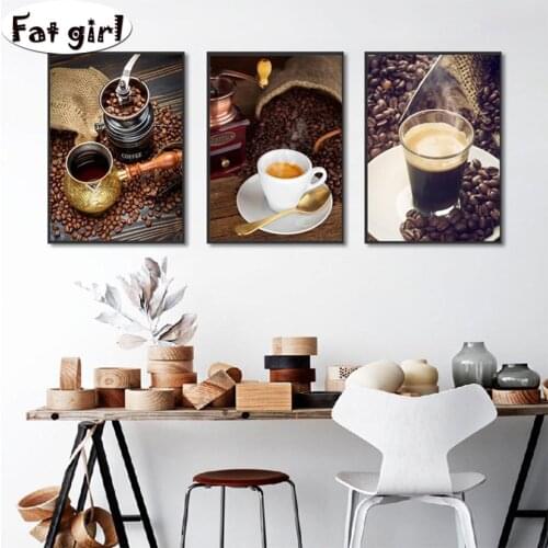 5D DIY Diamond Painting Freshly ground coffee Embroidery Cross Stitch Mosaic square round Package diamond Handmade gifts