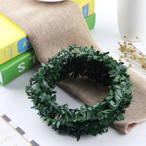 7.5M Silk Garland Green Leaf Iron Wire Flower For DIY Wreath