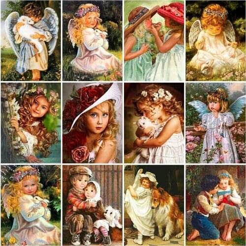5D DIY Diamond Painting Angel Baby Art Oil Painting Brand New Inlaid Rhinestone Cross Stitch Mosaic Home Decoration