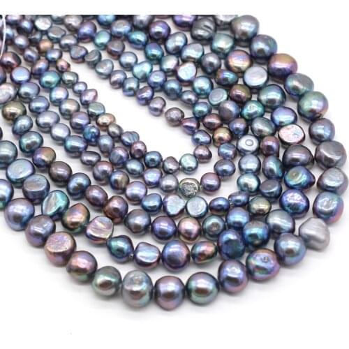 New Natural Freshwater Black Pearl Beads Punch Glossy Loose Pearl Beads for Jewelry Necklace Accessories Making Size 5-10mm