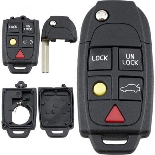5 Buttons Flip Remote Key Case FOB Replacement Fit for VOLVO S60 S80 V70 XC70 XC90