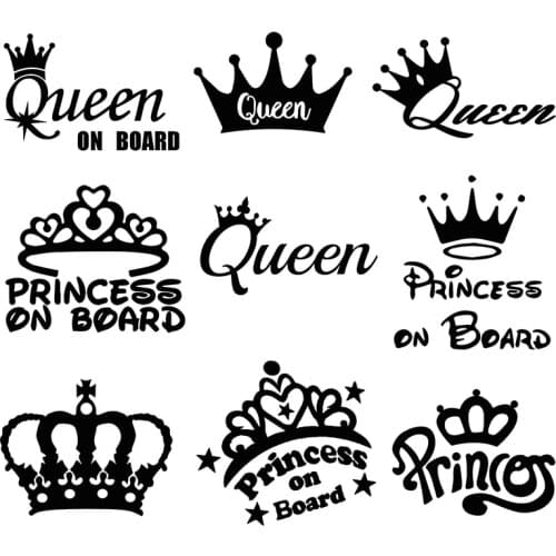 DecalsMe Queen Crown Auto Window Sticker Cartoon Car Stickers For Auto Decal Decor Personality Vinyl Decals Car Whole Body