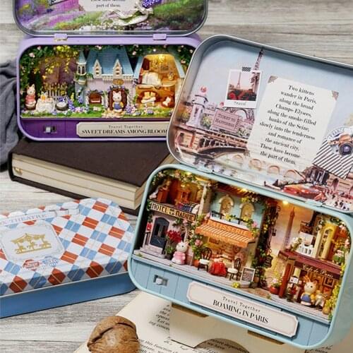 Box Theatre Dollhouse DIY 3D Wooden Miniature Scene Doll House Furniture Miniature Toy Handmade Cottage Funny Box Assemble Kit