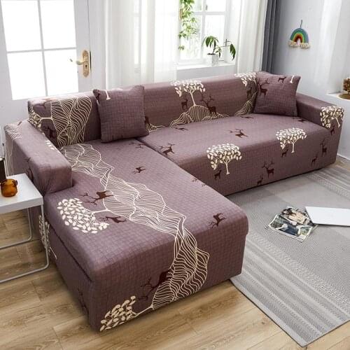 Tree Deer Stretch Sofa Covers Sectional Elastic Sofa Cover for Living Room Couch Cover Slipcovers Single/Two/Three/Four Seat 041