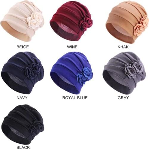 Chemo Hat Turban Hair Caps Women Flower Headwear Beanies Hair Loss Cap Ladies Bandana Muslim Head Cover Styling Tool