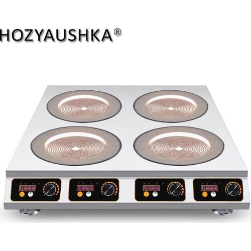 HOZYAUSHKA 2000W*4 four-head double row high-power knob + button control all stainless steel electric ceramic stove