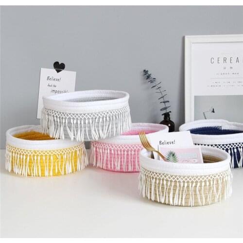 Nordic Style Cotton Rope Storage Baskets With Tassels Hand Woven Dirty Clothes Laundry Basket Kids Toy Sundries Organizer Hamper