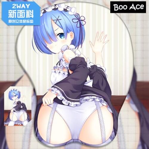 "Re: Zero" Rem Ram Anime 3D Buttock Gaming Mouse Pad with Wrist Rest Silicone gel filled 2way fabric Big Size
