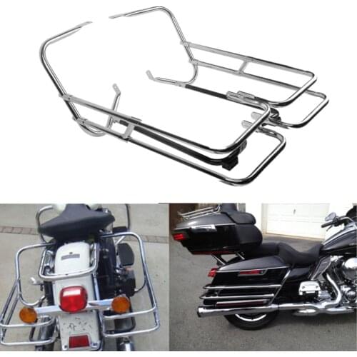 Motorcycle Saddlebag Guard Rail Mount Bracket For Harley Touring Road King Electra Street Glide FLHT FLHX FLHR FLTR FLHTCU 97-08