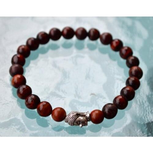 Natural Stone Round Bead Bracelet 8MM Red Tiger Eye Bracelet Wrace Mala Beads Yoga Bracelets Buddha Bracelets
