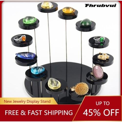Fashion 12 Layer Acrylic Ring Display Rack Earring Holder Pendant Gemstone Showcase Jewelry Display Stand Desktop