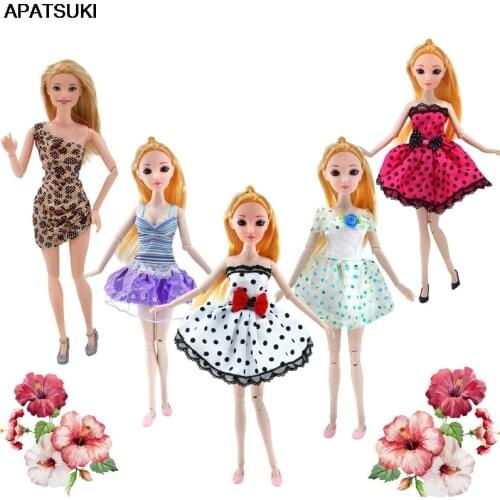 5pcs/lot Fashion Doll Clothes for Barbie Dolls Outfits for 1/6 BJD Doll Party Dress for 1:6 Dolls Accessories Girl Kid Toy