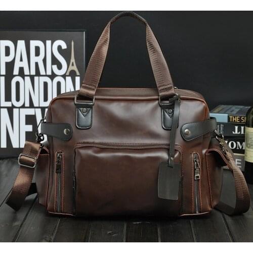 Men Briefcase Brand Luxury Men Messenger Bag for Male Handbag Business Shoulder Bags Travel Bag Solid Bag PU 15 Polyester Zipper