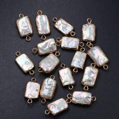 Natural Freshwater Cultured 9x20-10x25mm White Pearl Rectangular Connector Suitable For DIY Jewelry Accessories