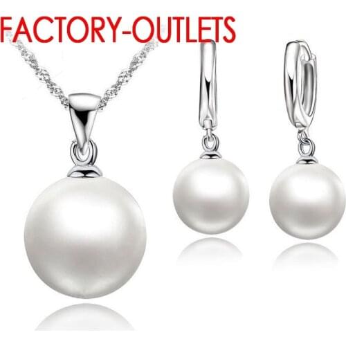 925 Sterling Silver Pearl Necklaces Earrings Jewelry Sets Fashion Jewelry Women Girls Engagement Anniversary