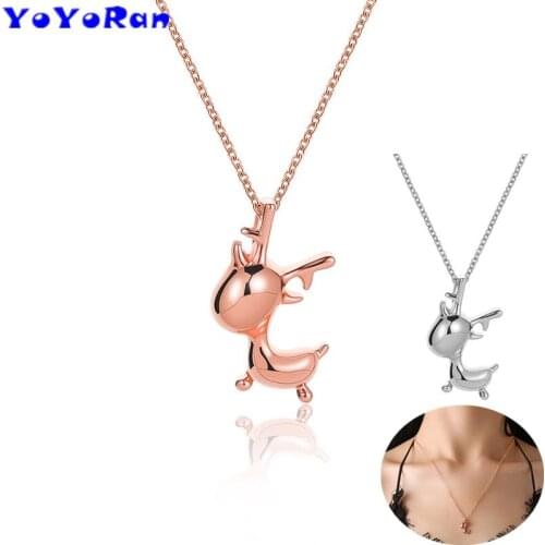 4Piece cartoon deer pendant necklaces for woman rose gold silver metal deer animal short choker necklace jewelry wholesal
