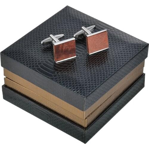 Gift box European and American square wooden Cufflinks high-end mens French business cuffs solid wood pattern French sleeve nai