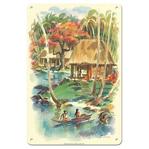 Samoa - S.S. Matsonia - Matson Line (Matson Navigation Company) - Ocean Liner by Louis Macouillard c.1957 Metal Tin Sign