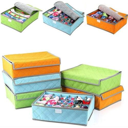 7/16/24 Grids Underwear Bra Storage Box Foldable Storage Box Drawer Organizers Socks Storage Bag Cabinet Socks Storage Boxes