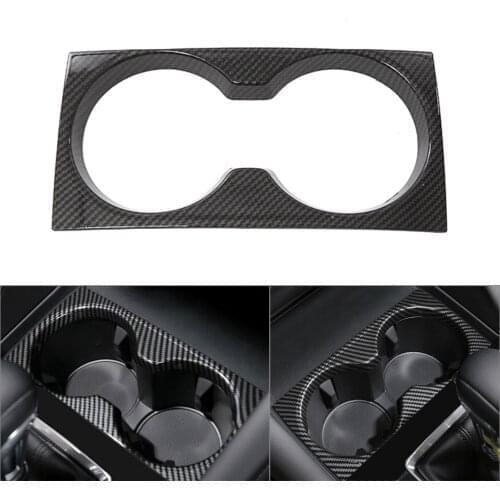 Carbon Fiber Style Auto Central Console Water Cup Cover Sticker Trim For Mazda 3 Axela 2020-2021 ABS Plastic