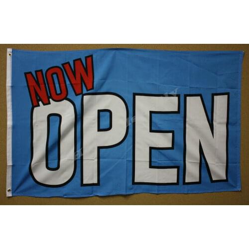 90x150cm Now Open Light Blue Flag Flag