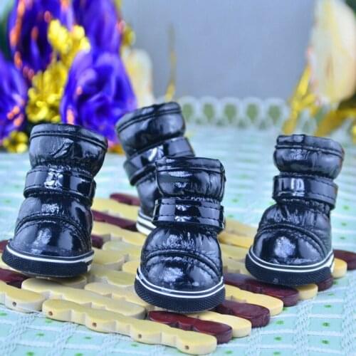 Warm Dog Snow Boots Waterproof Anti-Slip Dog Shoes Small Dog Puppy Cat Winter Fleece Lined Boots Slip-resistant Pet Shoes