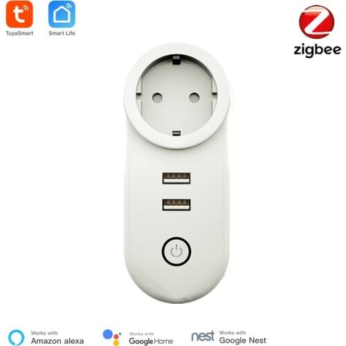 Tuya Smart Zigbee EU Plug APP Wireless Control Tuya Zigbee 3.0 EU Socket Alexa Echo Voice Control Dual USB Charging Google Home