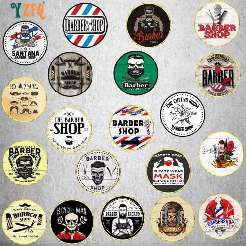 【YZFQ】Barber Shop Irregular Round Metal Sign Plaque Vintage Wall Cafe Barkitchen Home R Estaurant RetroDecor 30CM YY-0145