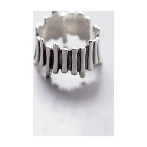 Sole Memory Retro Thai Silver Creative Irregular Fashion Literary 925 Sterling Silver Female Resizable Opening Rings SRI297