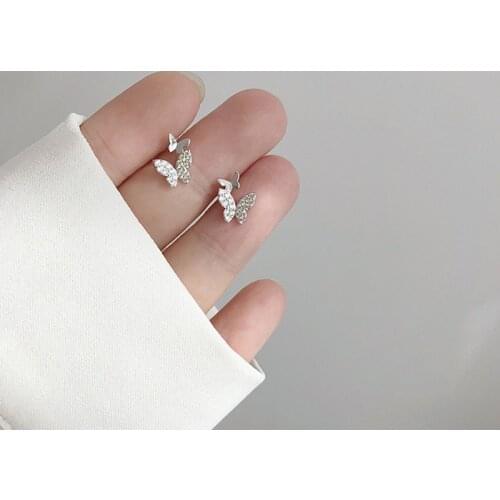 Fashion crystal butterfly stud earring for women girls cute insect elegant simple aretes de mujer brincos feminino brincos aros
