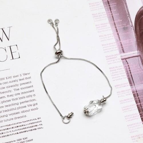 Crystal Perfume Bottle Pendant Bracelet Women Aromatherapy Anxiety Essential Oil Diffuser Bracelet Adjustable Jewelry