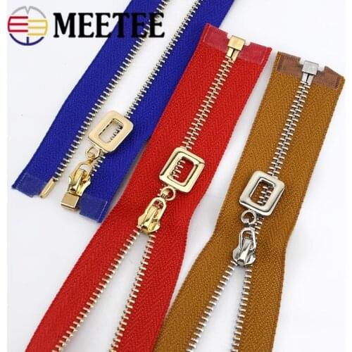1pc Meetee 60/85cm Open-end Metal Zippers Auto Lock 5# Down Jacket Coat Zipper for Sewing DIY Garment Accessories