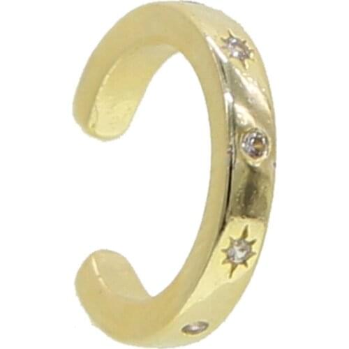 1 piece high quality gold color micor pave cz classic starburst signet no piercing ear cuff earring women charm fashion jewelry