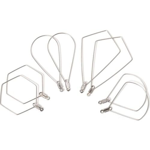 20pcs Ear Wire Pendant Charms Big Frame Stainless Steel Geometric Waterdrop Earring Loop Hooks Connector for DIY Jewelry Making
