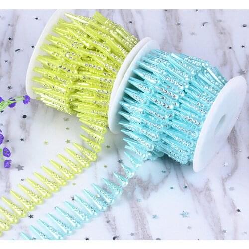 5 Yard 3cm width crystal collar costume applique flower rhinestones white trim chain Wedding dress Wedding Decoration