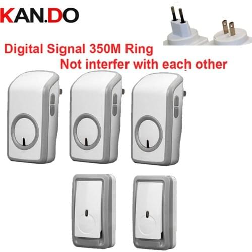 Euro/US plug bell kits 2TX+3 RX wireless doorbell Waterproof 380 Meter door chime 48 melodies door ring digital signal door bell