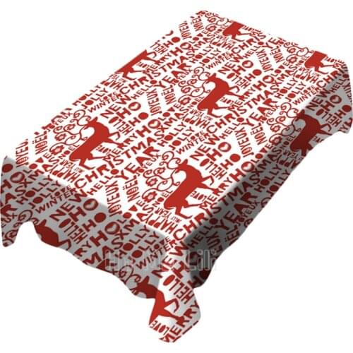 Red Reindeer Seamless Mosaic Background Picture Tablecloth Polyester Waterproof Oil Proof Reusable