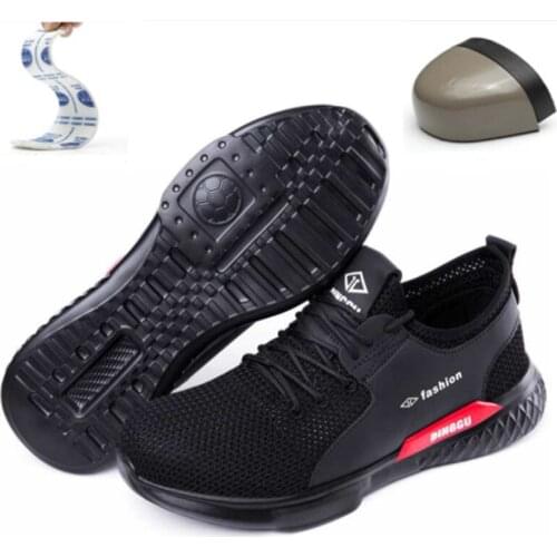 Fashion Men Safety Shoes Outdoor Steel Toe Cap Boots Breathable Light Anti-smashing Puncture Proof Work Boots Men Sneakers