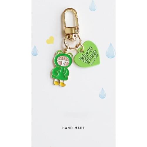 Cute Raincoat Little Girl Love Keychain Anime Car Accessories Keychain Women Keyrings Couple Gift Airpods Pendant Phone Charm